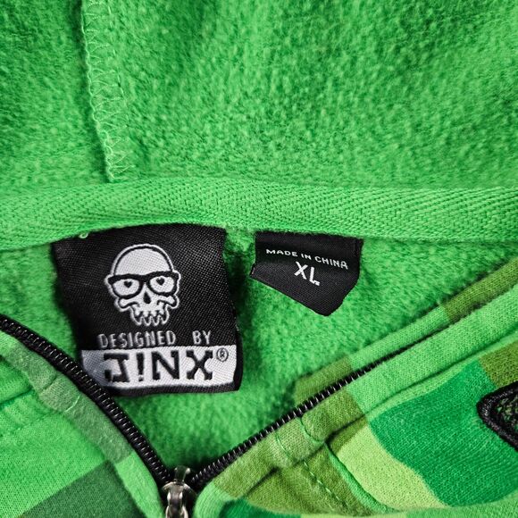 Minecraft JinX Boys XL Creeper Hoodie Full Zip Jacket Costume Face - Picture 4 of 6